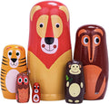 Russian Nesting Dolls, 6 Pcs 6 "Tall Animal Nesting Easter Eggs Toys, Stacking Wooden Handmade Matryoshka Dolls for Kids Toddlers Birthday or Home Decoration Gift (Long Lion)