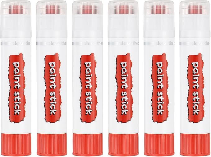 PATIKIL Tempera Paint Sticks, 6 Pcs Solid Tempera Paints Sticks Washable Bulk Markers Pen Quick Drying for Artists Beginners Art Supplies, Orange Red