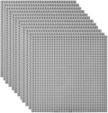 Lekebaby Classic Baseplates Building Base Plates for Building Bricks 100% Compatible with Major Brands-Baseplates 10" x 10", Pack of 12-Grey