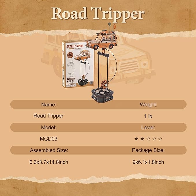 ROKR 3D Wooden Puzzles for Adults, 228 PCS DIY Craft Kit Balance Toy Road Tripper, Creative Christmas/Birthday Gifts for Teens & Adults