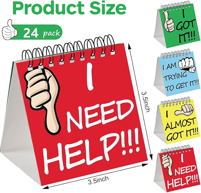 24 Pcs I Need Help Mini Flip Chart Classroom Management Tools Self Assessment Cards Classroom Students Behavior School Educational and Learning Activities Supplies for Kids Teachers
