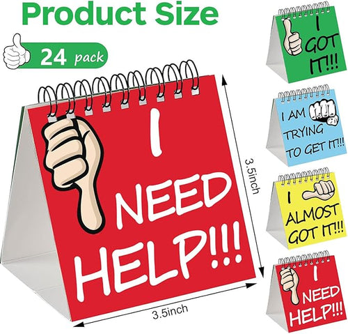 24 Pcs I Need Help Mini Flip Chart Classroom Management Tools Self Assessment Cards Classroom Students Behavior School Educational and Learning Activities Supplies for Kids Teachers