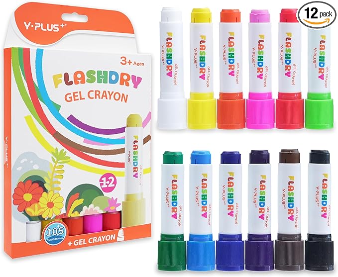 Flashdry Paint Sticks for Kids, 12 Colors Tempera Paint Set for Toddler, Non-toxic Washable Coloring Art Supplies for Ages 2-4 3-5 4-8