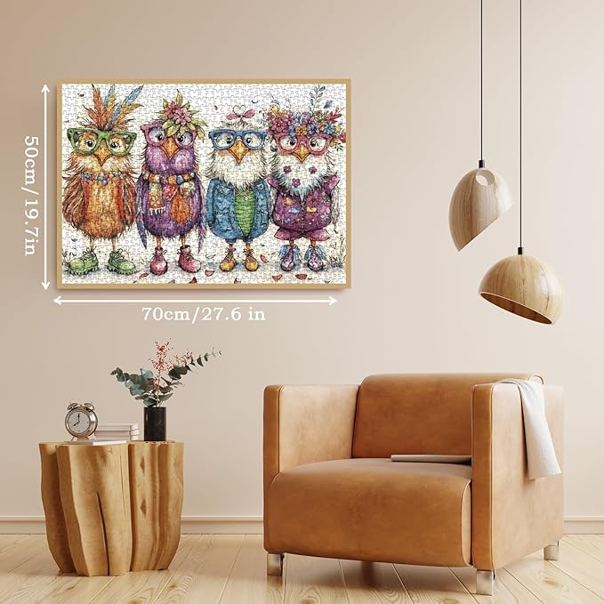 Colorful Chicken Puzzles for Adults 1000 Pieces, Funny Pretty Bird Jigsaw Puzzles, Cute Animal Art Puzzles