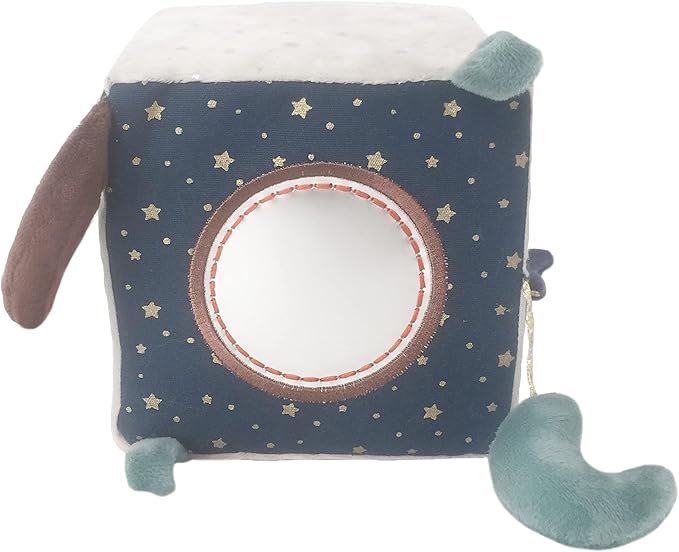 MON AMI Astro Dog Activity Cube | 5.5-Inch Soft Plush Interactive Cube Toy | Montessori Sensory Learning Toy for Babies & Toddlers | Perfect Newborn Essential for Birthdays & Baby Showers