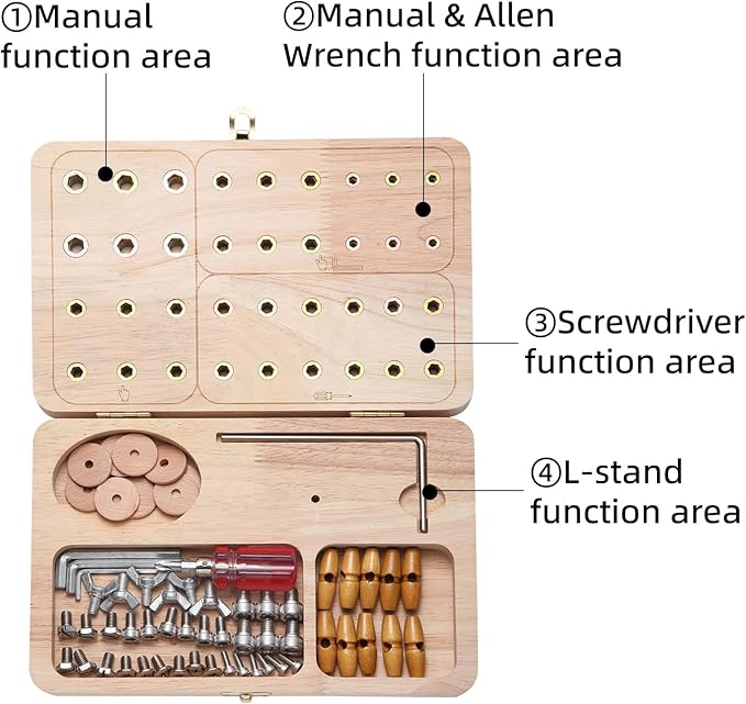 Wooden Pegboard for Finger Dexterity, Upgraded 36-Hole Wooden Hand Therapy Peg Board with Multifunctional Test Kit, Occupational Therapy Toys to Improve Fine Motor Skills and Hand-Eye Coordination