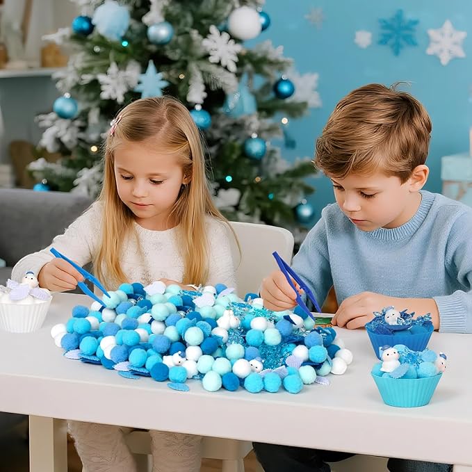 196 Pcs Winter Sensory Bin Items Winter Snowman Counting Sorting Sensory Bin Filler Fine Motor Snowman Snowflake Counts for Xmas Counting Decor