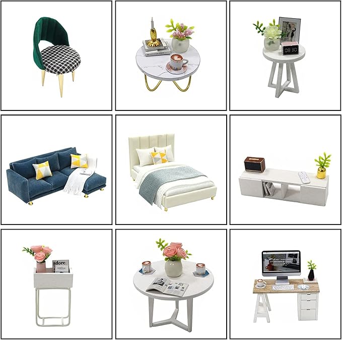 CUTEROOM DIY Miniature Dollhouse Kit with Furniture, Wooden Doll House Kit with LED Lights (L032)