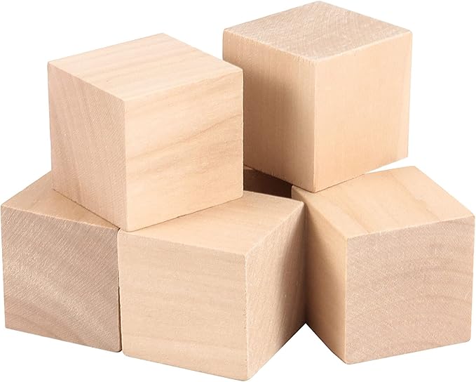 ZOENHOU 60 PCS 1.5 Inch Wooden Blocks, Premium Natural Solid Wood Cube Unfinished Wooden Block Set for Painting Decorating Making Crafting DIY