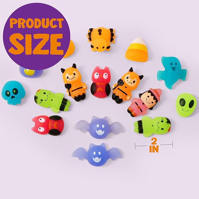 JOYIN 24 PCS Halloween Squishy Mochi Toys, Glow in The Dark Stress Relief Mochi for Halloween Party Favor Decoration, Halloween Goodie Bag Fillers, Kids Birthday Gifts