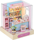CUTEROOM DIY Doll House Miniature Furniture Wooden House Kit with Dust Cover & LED Light and Accessories - New Three Styles QT Series Dollhouse (QT045)