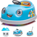 12V Dual Battery Electric Ride on Kids Bumper Car w/Remote Control,360 Degree Spin,Push Rod Rocker Horse Function,3-Speeds Babies & Toddlers Bumping Car Ride on Toy Gift for 1-4 Years Children (Blue)