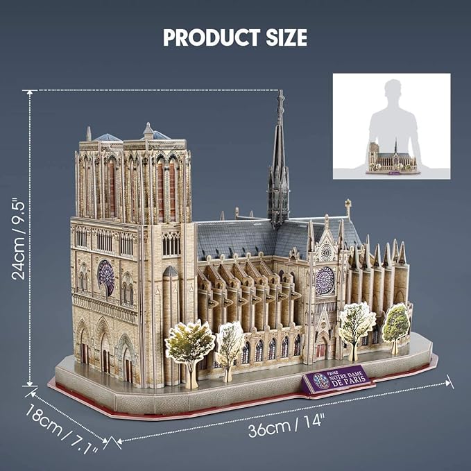CubicFun 3D Puzzles for Adults Notre Dame de Paris Model Kits 128 Pieces, Puzzle for Kids Ages 8-14 Arts and Crafts Birthday Gifts for Kid Ages 8-12
