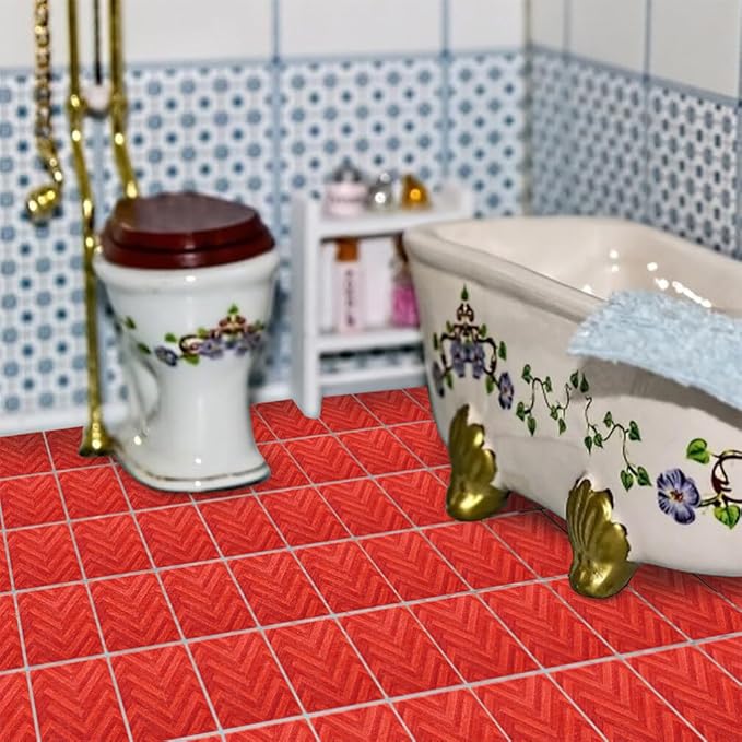 DOITOOL Miniature Dollhouse Flooring Mini Dollhouse Accessories, 27PCS Floor Sheet Wood Flooring Decorations, Doll House Furniture Accessories