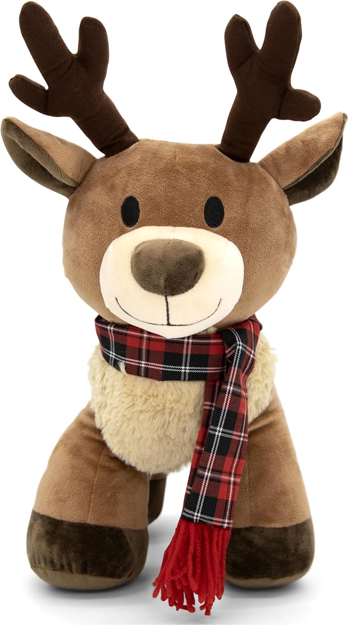 Plush Reindeer Stuffed Animal - Holiday Deer Characters with Antlers Toy for Girl, Boy, Baby, Toddler - Christmas Decor - Little Plushie Toys - Randall, 8"