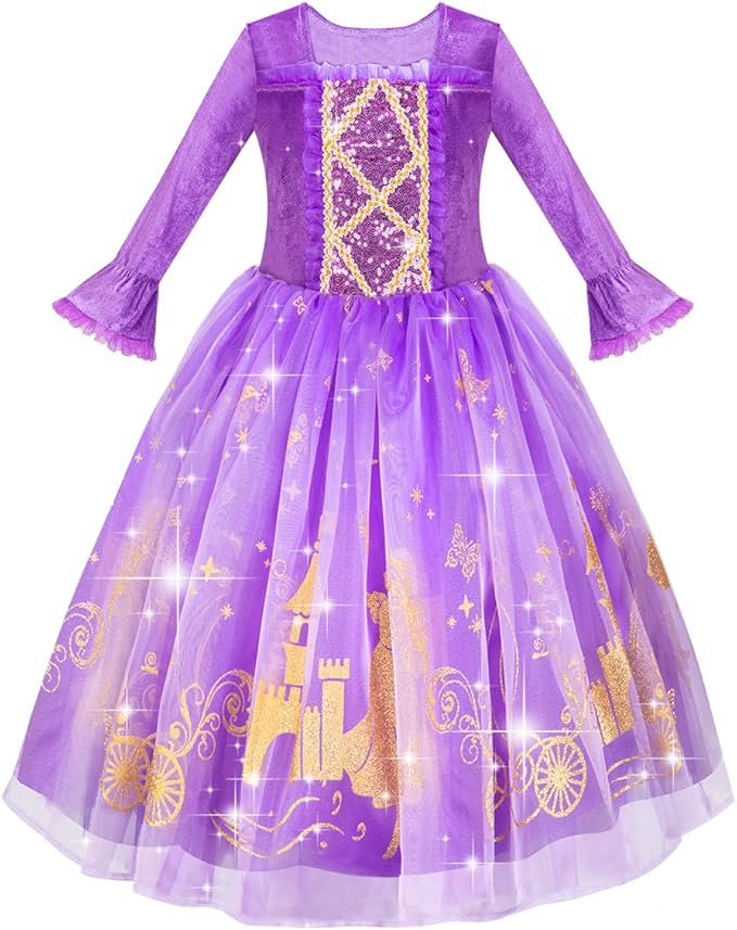 Meland Princess Dress Up for Girls, Dress Up Clothes for Halloween Costumes, Birthday Gift for Toddlers Aged 3-10 Years Old