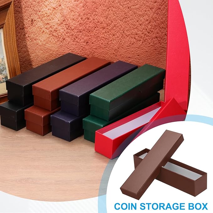 PATIKIL Coin Storage Box, Coin Collecting Cardboard for Collectors, Brown, 3 Pcs