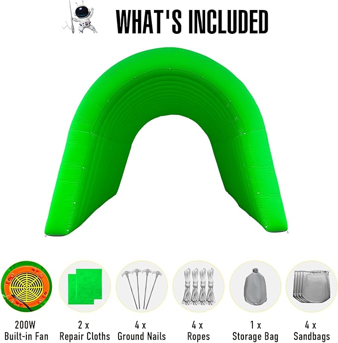 Inflatable Sports Tunnel Entrance with Built-in Blower – Advertising & Event Archway for Exhibitions, Shops, Supermarkets & Schools (Green, 16x10x10Ft)