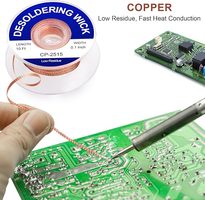 Solder Wick Braid And Solder Flux Paste, No Clean Soldering Flux(10cc) Soldering Remover Tool, 10ft Desoldering Wick Braid For Electronics Repair For Disassemble Electrical Components