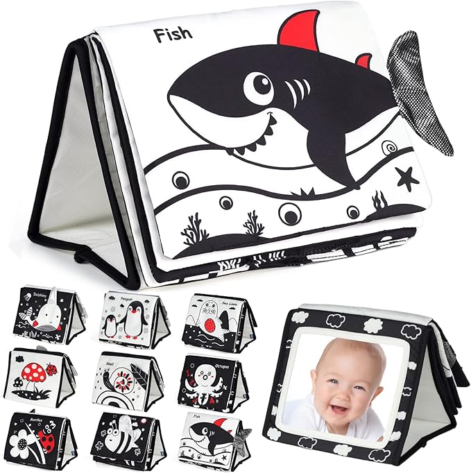 EverLove Tummy Time Mirror - High Contrast Baby Sensory Toys for 0-9 Months