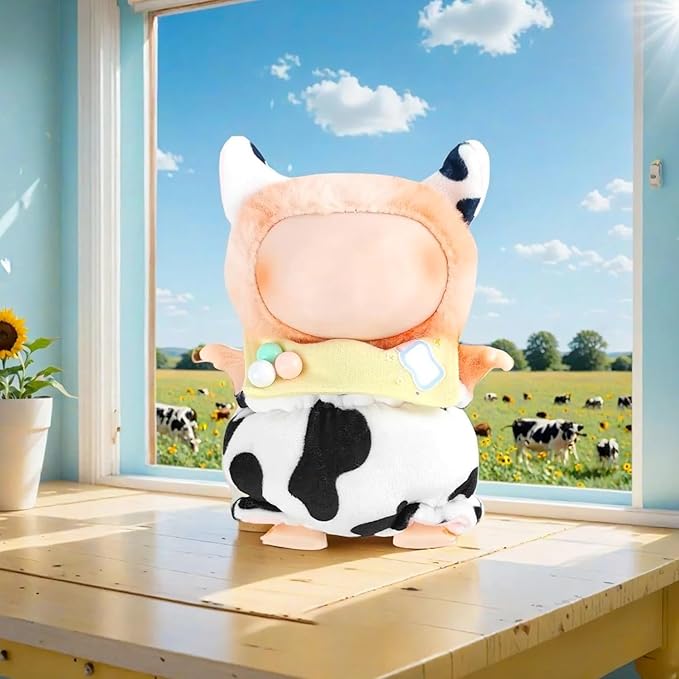 17cm Doll Clothes ,Accessories for Cute Dolls Clothes , Animal Style Doll's Outfits , 3 Pieces Set Cute Cow Dolls Outfit with Adorable Pant + Beaded Bib + Horn Headband (Doll Not Included)