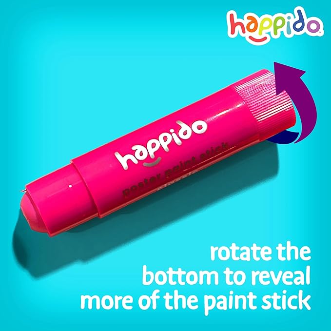 Happido Set of 12 Twistable Tempera Paint Sticks For Kids, Quick Drying, No Mess Art Supplies for Toddlers and Kids Ages 4-6 - CLASSIC COLORS
