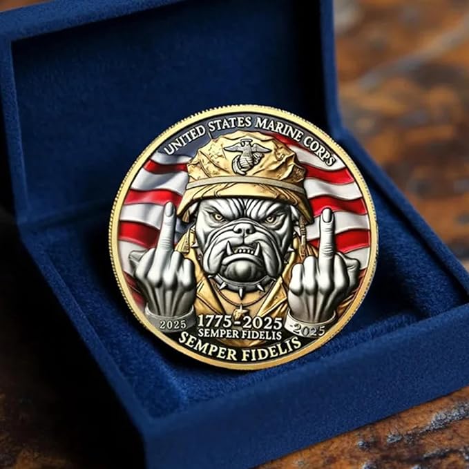 USMC 250th Anniversary Challenge Coin – Double-Sided Marine Corps 250th Coin, Military Collectible for Veterans, Army Navy Marine Gift for Men