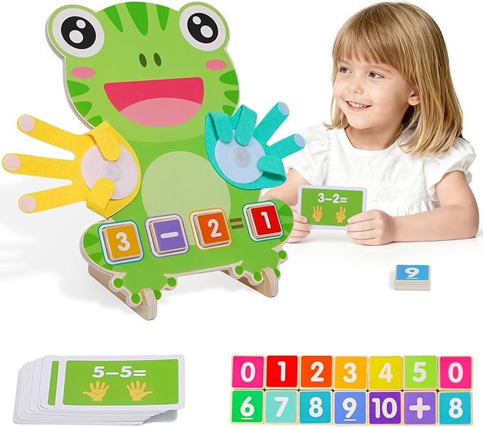 Math Manipulatives Number Counting Blocks-Educational Toys for Kids, Preschool Learning Toys for Toddlers 3-5, Montessori Toys for 3-5 Year Old Boys Girls Birthday Gifts (Large Frog Model)