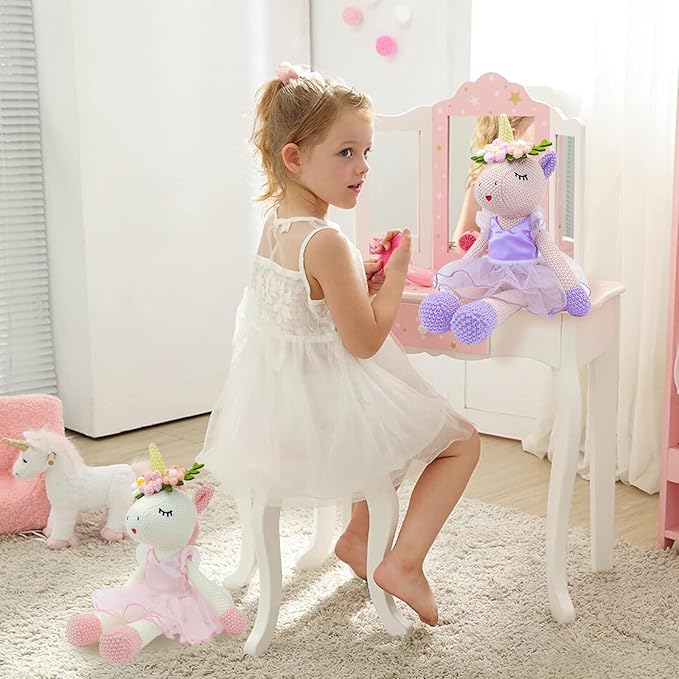 Unicorn Stuffed Animals Plush Ballerina Baby Doll, U nicorn Toys for Girl Age, Stuffed Animals for Girl Birthday Gifts U nicorn Decorations for Girls Toys(Pink)