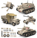5 in 1WW2 Army Tank Toys Building Set Compatible with Lego British Military Vehicles(1260 Pcs),Create UK Ordnance QF 2-Pounder&Morris CDSW 6X4,Valentine.I Transport Vehicles Military Toy Gift for Boy