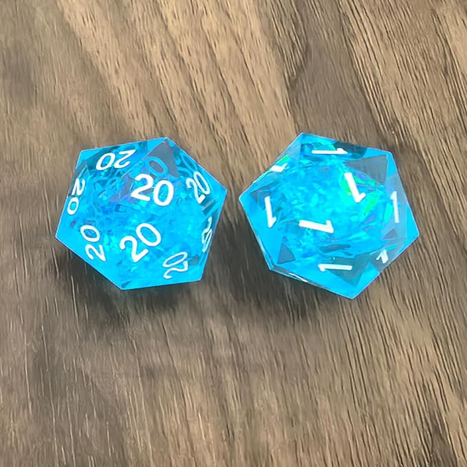 Roll of Fate D20 Dice Set – All Natural 20 or All Natural 1 – Perfect for D&D Players Seeking Epic Wins or Failures (Blue)