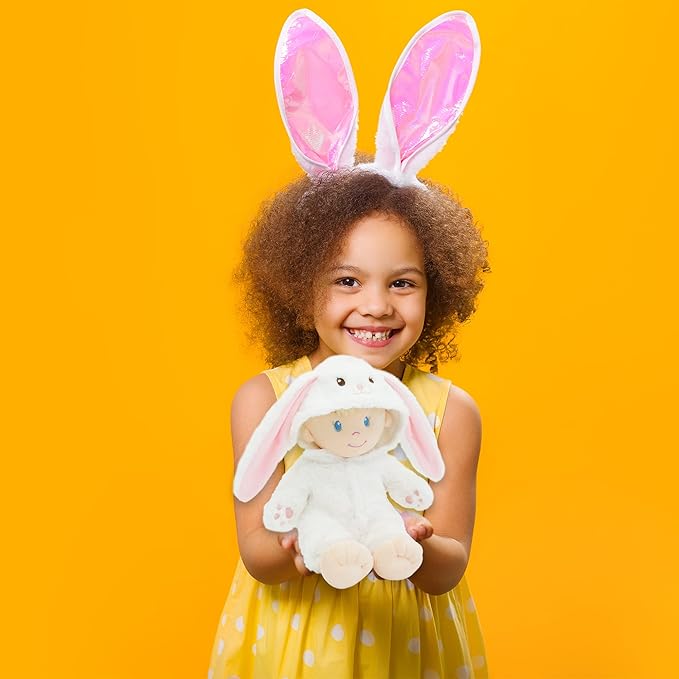 June Garden 12" Sweet Dolly Snowbun - Stuffed Ultra Soft Baby Doll for Birth and Up - Bunny Outfit