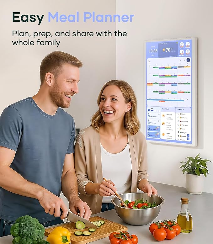 Cozyla Mate Digital Calendar+ 2: 24 Inch Wall Touch Screen Chore Chart Customize Dashboard Smart Electronic Calendar for Family Schedules Meal Planner Supports All Google Play Apps Wall Mount White