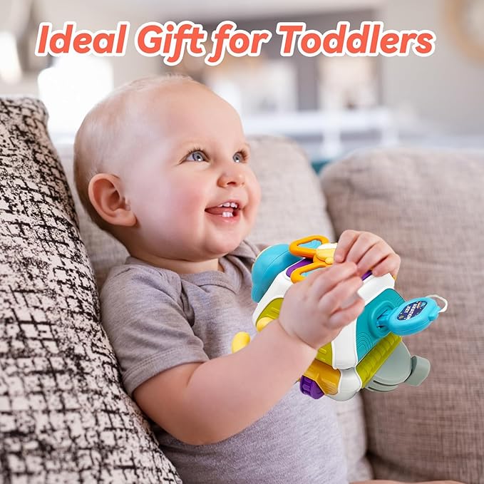 Busy Cube for Toddlers 2-3, Montessori Sensory Activities Busy Board Baby Gifts Infant Boys Girls Travel Toys Educational Learning