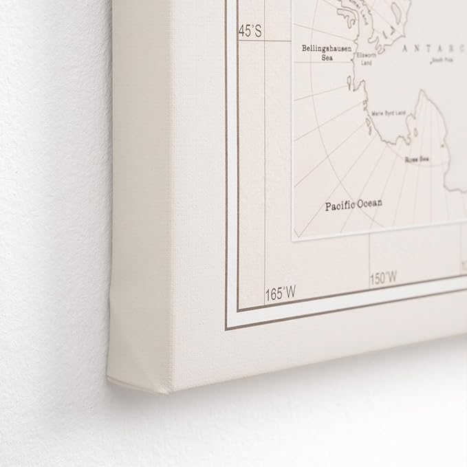 Canvas World Map with Cork Pin Board - English Lettering - Decorative Wall Decoration for All Rooms - Canvas Pictures with World Map Motif (120x80 cm, Pattern 8)