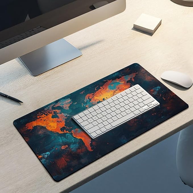 World Map Mouse Pad Large Extended Computer Full Desk Pad 23.6x11.8 inch Computer Mouse Mat Keyboard for Home Office Gaming
