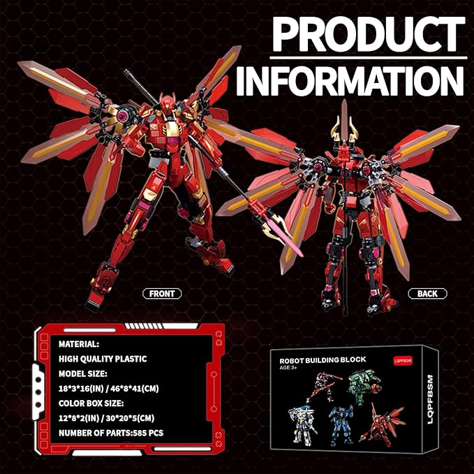 Transforming Mech Robot Building Block Sets,Destroy Warrior City Action Mechs Model Kit Toys Gift for Adults and Kids Boys 6 7 8 10+ 511 Pieces