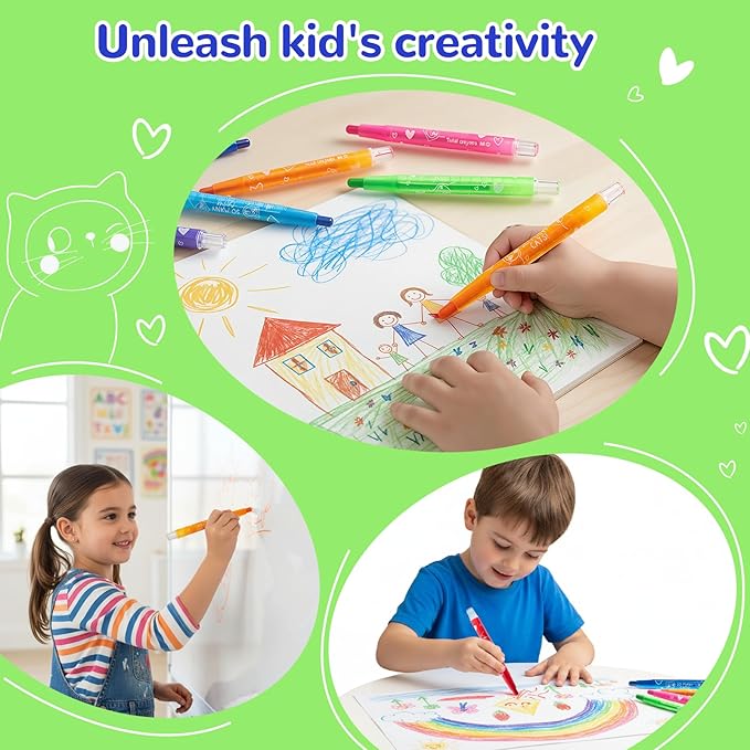 M&G 48 Pcs Twist Crayons 48 colors Twist Gel Crayons for Kids Toddlers,Non-Toxic Crayons Set for Toddlers Children Coloring, Ideal for Paper Gass