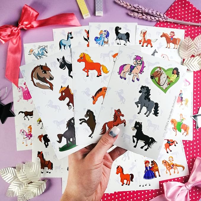 BulbaCraft 100Pcs Horse Stickers, Vinyl Horse Decals for Girls, Pony Party Favors, Gifts for Women & Men