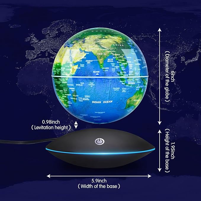 Flagest Magnetic Levitation Floating Globe Rotating Globe - Touch Control and Gradient Night Light Color Globes- Birthday Anniversary Gift(6 Inches)