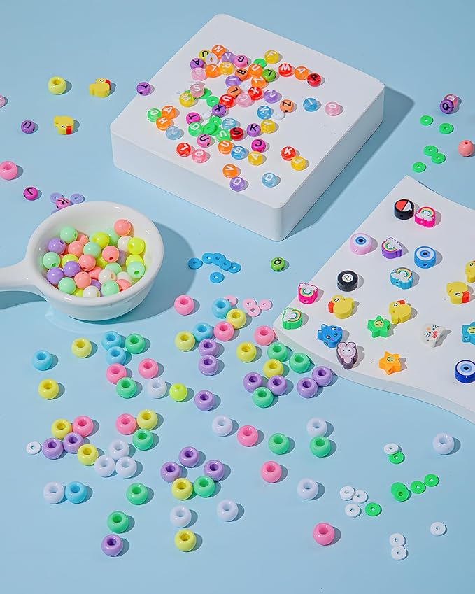 Taybonds DIY Bracelet Making Kit for Kids Age 6+, 1400+ Pcs Jewelry Making Ket with Polymer Clay Charms, Alphabet Beads, Pony, Pearl and Clay Beads, Unicorn Mermaid Panda Charms for Crafting Gifts