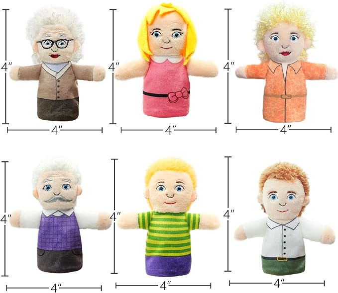 Finger Puppet Family Finger Puppet,6pcs Cute Puppet Mini Plush Toys Teaching Show,Soft Puppet for Kids Family Members Role Playing Birthday Party (EA Style)