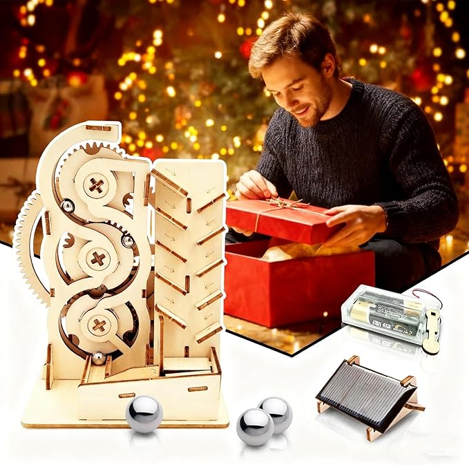 Solar 3D Wooden Puzzle Marble Run DIY Model Kit Craft Sets Wood Mechanical Toys Experiments Projects Birthday Gift for Adult Men Age 14+ Years Old