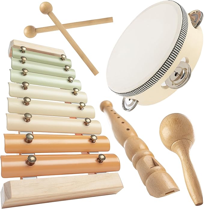 Comfy Cubs 4-Piece Kids Musical Instruments Set - Safe Non-Toxic Montessori Toys for Toddlers - Music Toys for Family Bonding - Designed in The US Toddler Instruments for 3 Year Old and Above