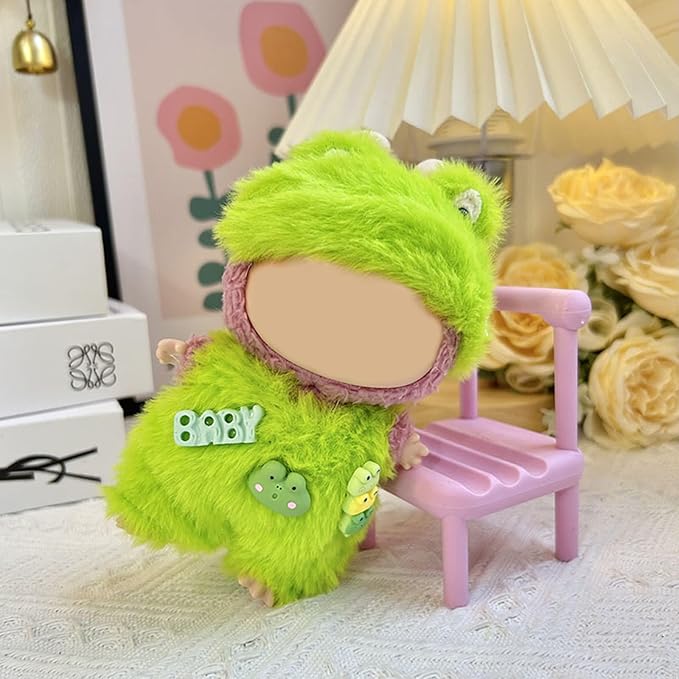 17CM Doll Clothes Set Green Hood + Green Jumpsuit, Fashion Cute Dress-Up Clothes for Doll Accessories Outfit(No Doll Included)(LBB Clothes 12)