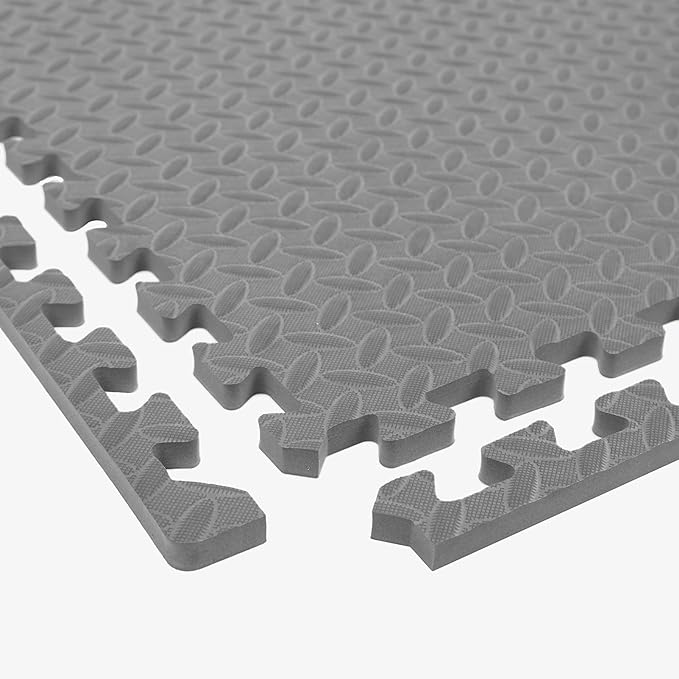 IncStores 1/2 Inch Thick Diamond Soft Foam Flooring Tiles | High-Density Interlocking Foam Tiles for Rugged Style in Your Home Gym, Playroom, and More | Grey, 6 Tiles