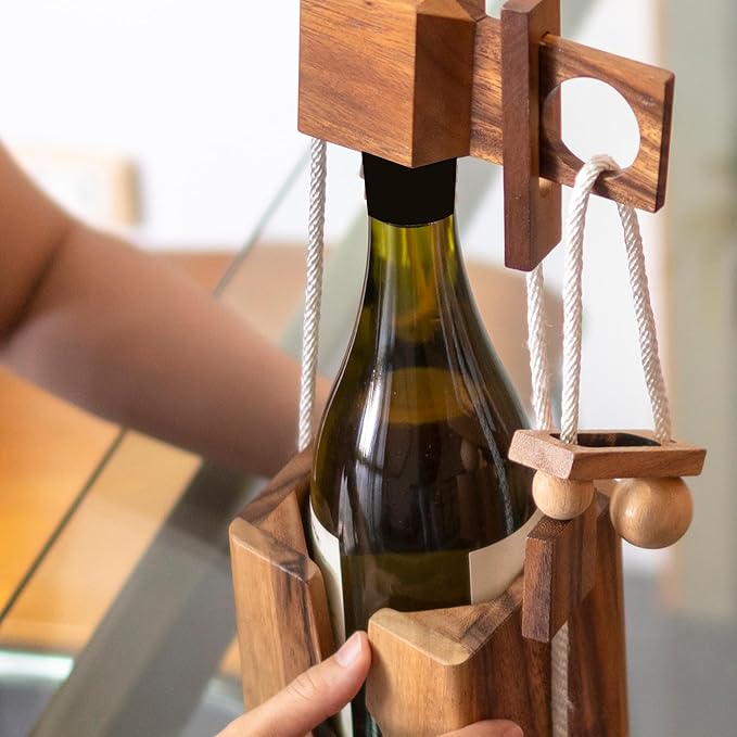 BSIRI Think for Bottle Puzzle - Challenging Brain Teaser and Bottle Holder Game, Functional Bottle Storage, Ideal Bottle Lover Gifts, Fun Gifts, Games, and Romantic Farmhouse Decor