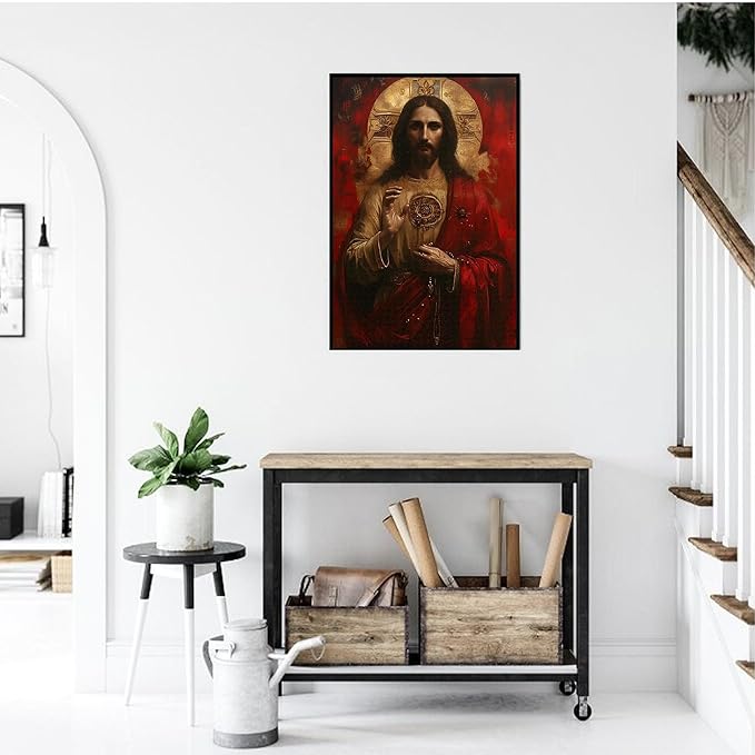 1000-piece Red Jesus Christ-Religious Classics Adult Wooden Puzzle, Intellectual Challenge, Stress-Relieving Puzzle, Relaxing Family Activity, Decoration, Size: 29.5 x 19.7 in