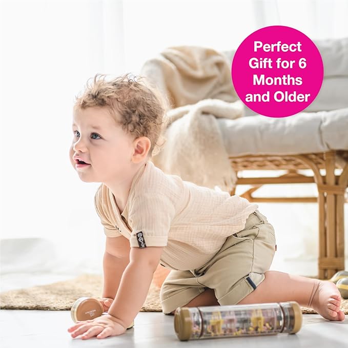 Edushape Rainstick 8 Inch Boho Chic - Rainmaker Toy for Babies, Sensory Tubes Musical Instrument - Rain Stick Baby Toy for Soothing Rain Sounds, Perfect Tummy Time Toys, Engaging Toddler Sensory Play