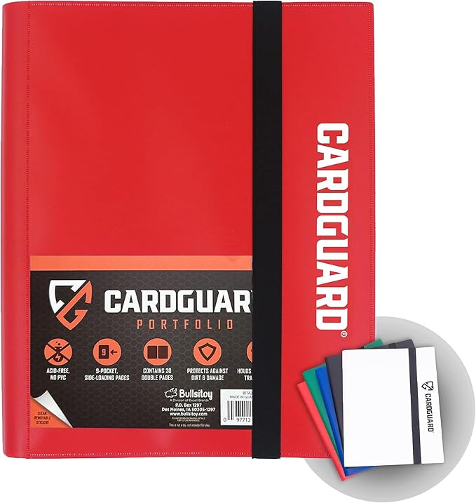 Trading Card Binder Pro-Folio – 9 Pocket Binder - Side-Loading Album, Durable & Acid-Free Storage for Pokémon, YuGiOh, MTG, TCG, Game & Sports Cards, Red